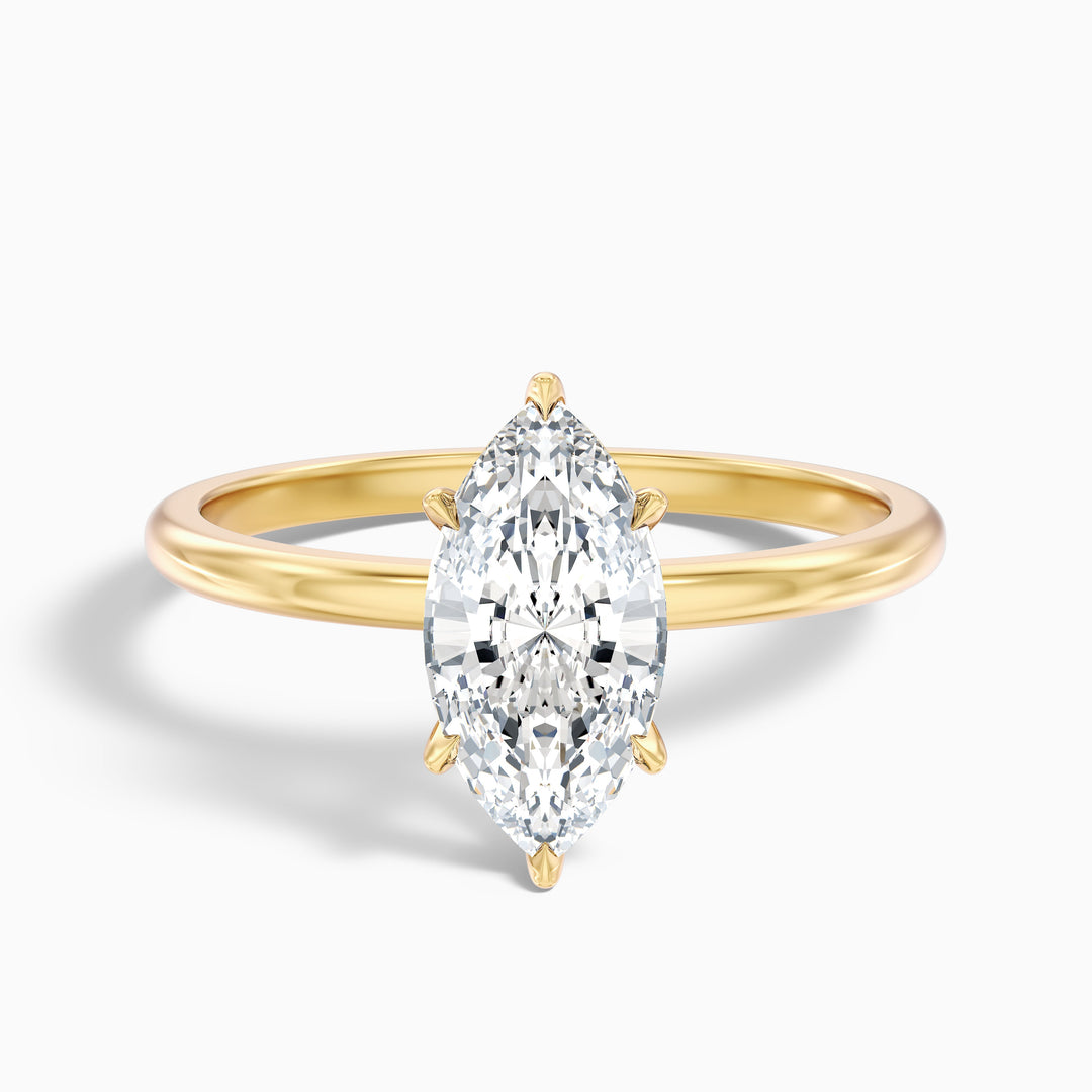 Jean 5 Carat 6 Prong Marquise Cut Lab Grown Diamond Ring in 925 Sterling Silver