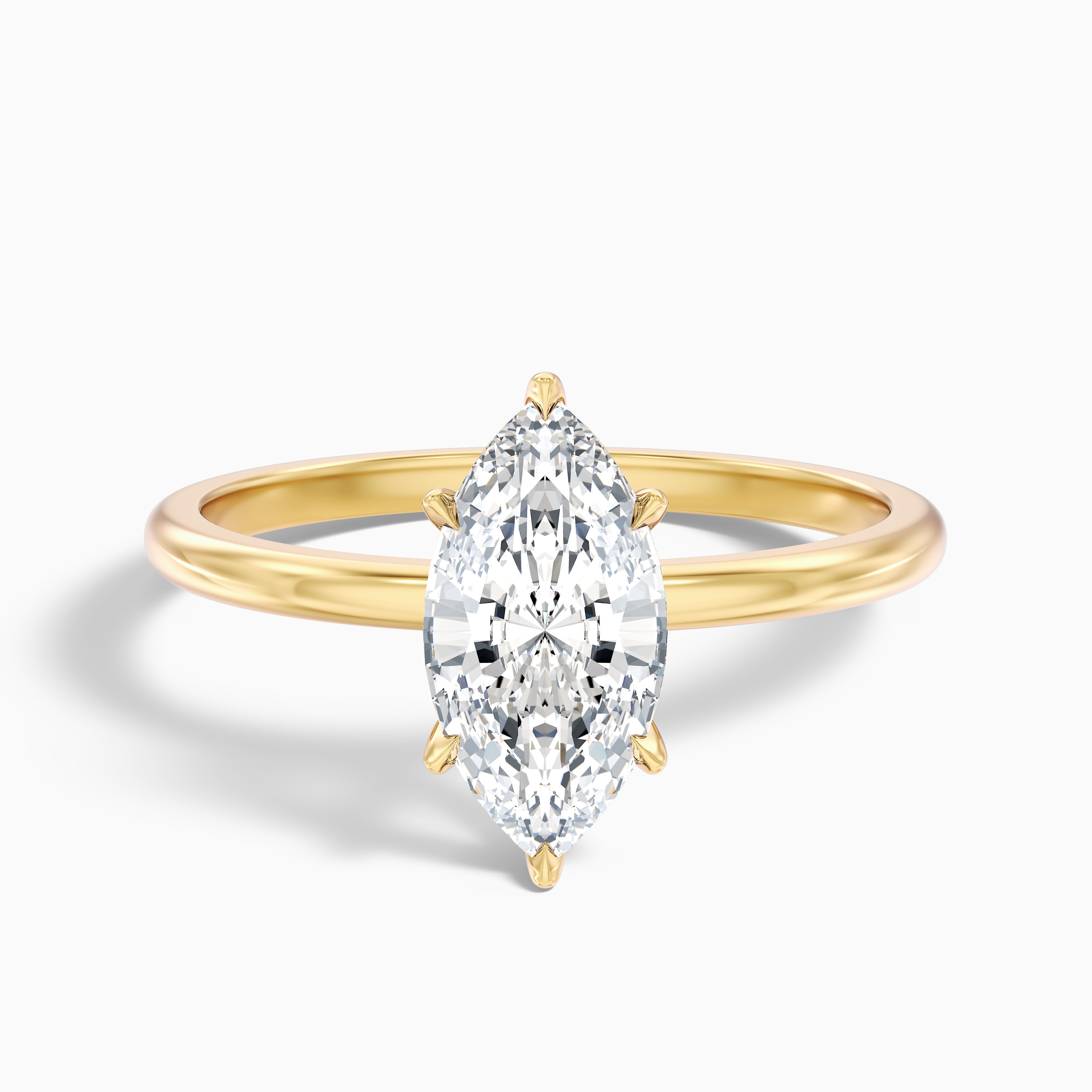 Jean 3 Carat 6 Prong Marquise Cut Lab Grown Diamond Ring in 14k Yellow Gold