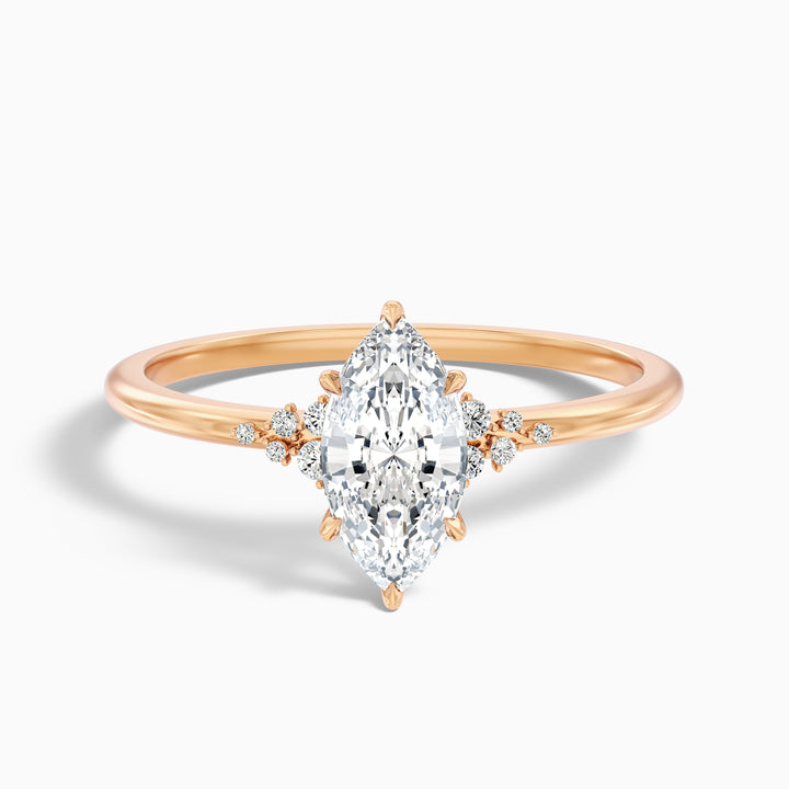 Kyla 2.5 Carat Marquise Cut Side Stone Lab Grown Diamond Ring in 10k Yellow Gold