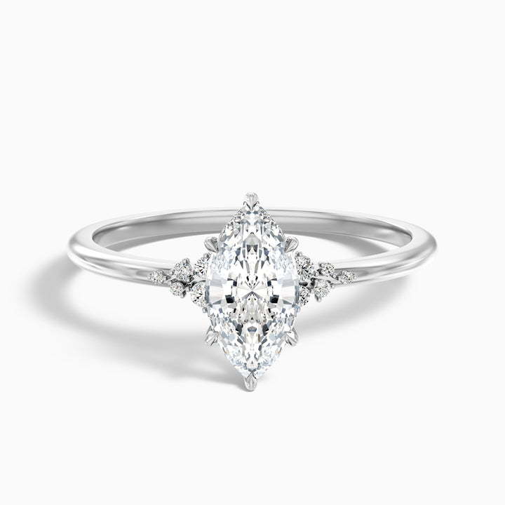 Lylah 2 Carat Marquise Cut Side Stone Moissanite Diamond Ring in 925 Sterling Silver