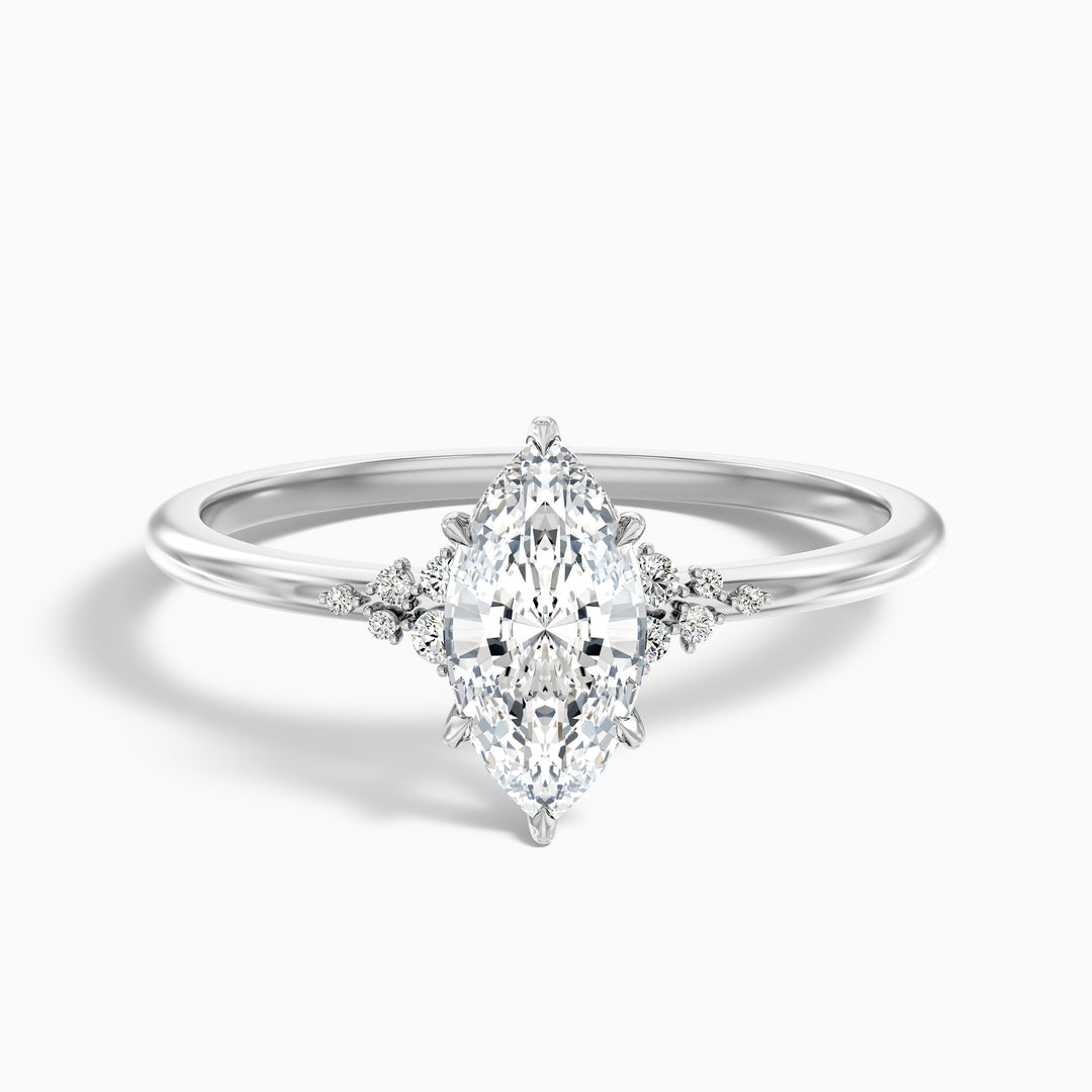Kyla 4.5 Carat Marquise Cut Side Stone Lab Grown Diamond Ring in 18k White Gold