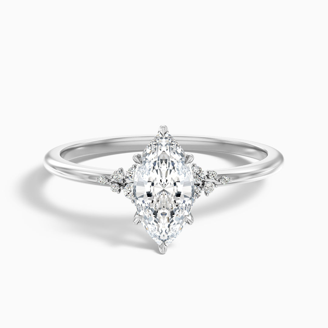 Kyla 4.5 Carat Marquise Cut Side Stone Lab Grown Diamond Ring in 925 Sterling Silver
