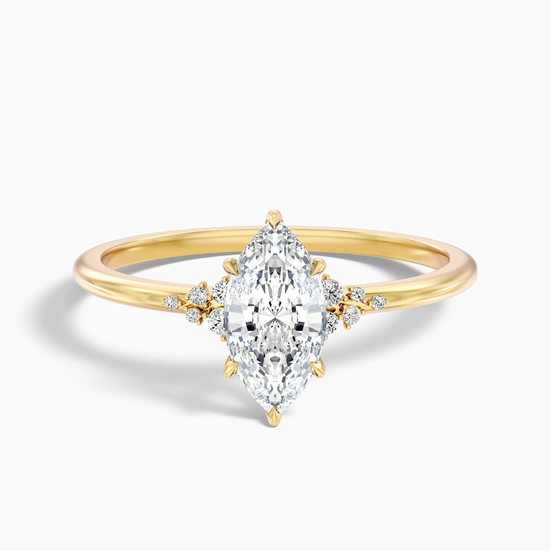 Kyla 1.5 Carat Marquise Cut Side Stone Lab Grown Diamond Ring in 10k White Gold
