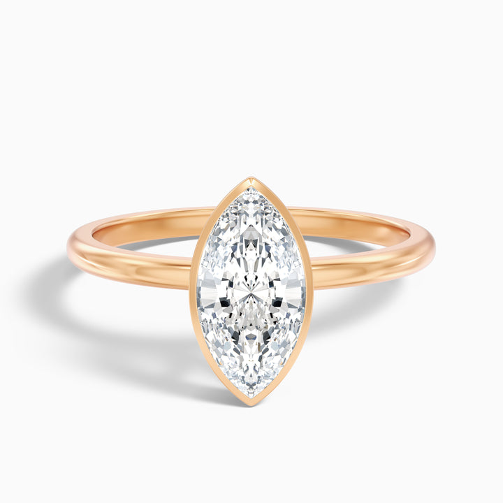 Leah 2 Carat Marquise Cut Bezel Set Lab Grown Diamond Ring in 925 Sterling Silver
