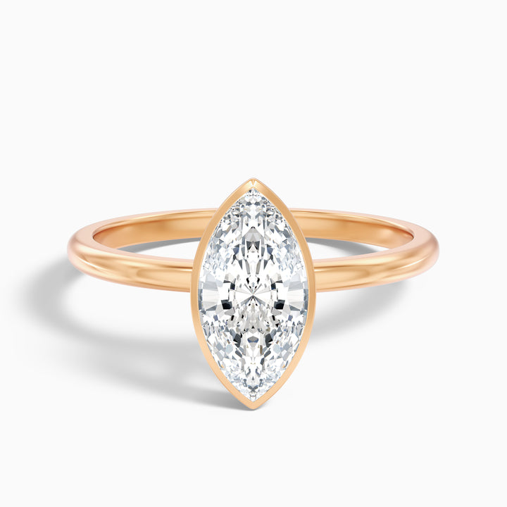Leah 1 Carat Marquise Cut Bezel Set Lab Grown Diamond Ring in 10k Rose Gold