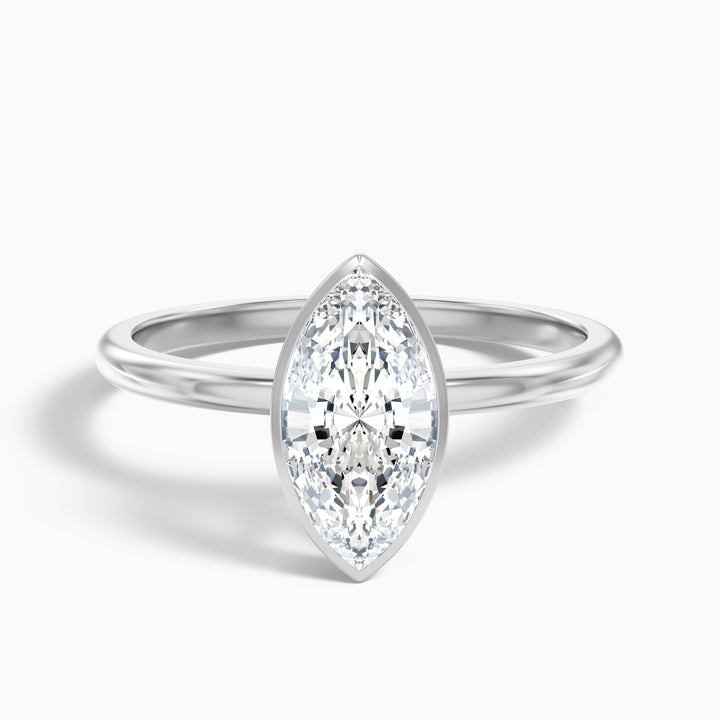 Leah 3 Carat Marquise Cut Bezel Set Lab Grown Diamond Ring in 925 Sterling Silver