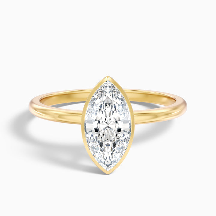 Leah 1 Carat Marquise Cut Bezel Set Lab Grown Diamond Ring in 10k Rose Gold