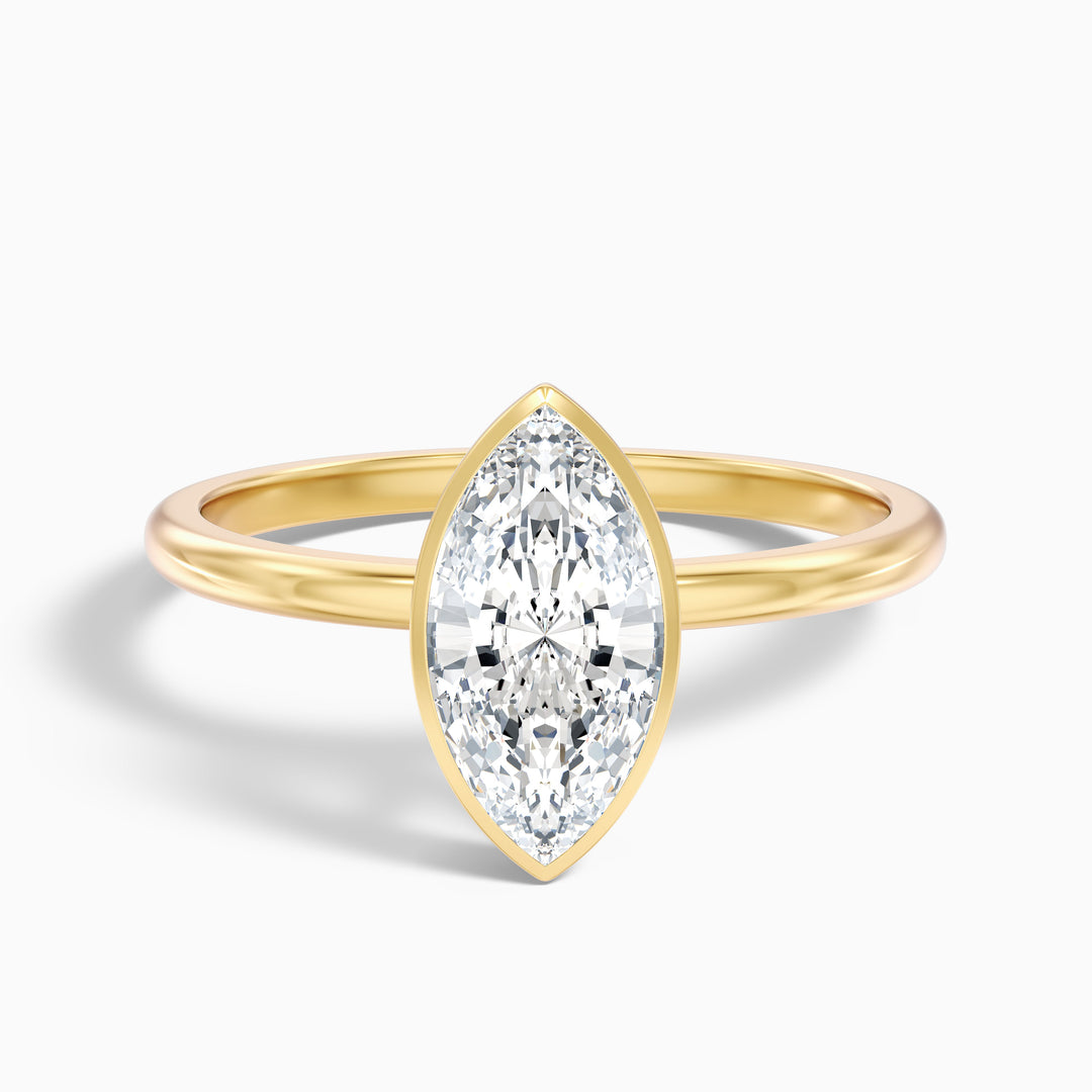 Stacy 1.5 Carat Marquise Cut Bezel Set Solitaire Moissanite Engagement Ring in 925 Sterling Silver
