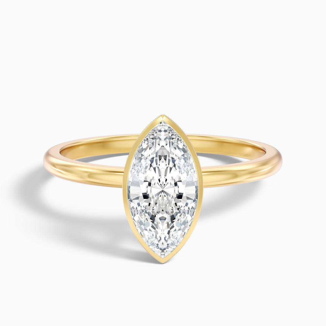 Leah 3 Carat Marquise Cut Bezel Set Lab Grown Diamond Ring in 925 Sterling Silver