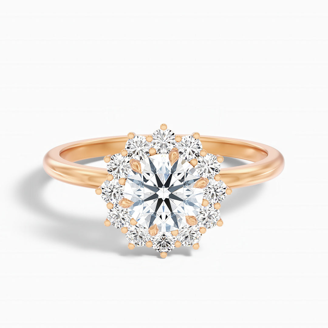 Mila 2.5 Carat Round Cut Vintage Inspired Halo Lab Grown Diamond Ring in 14k White Gold