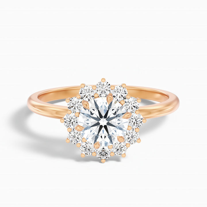 Mila 2.5 Carat Round Cut Vintage Inspired Halo Lab Grown Diamond Ring in 14k White Gold