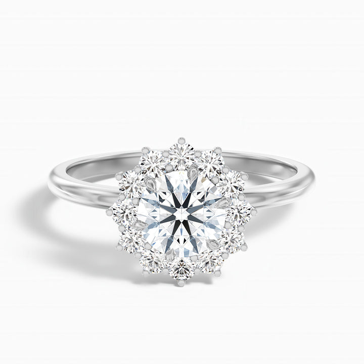 Mila 1 Carat Round Cut Vintage Inspired Halo Lab Grown Diamond Ring in 18k Yellow Gold