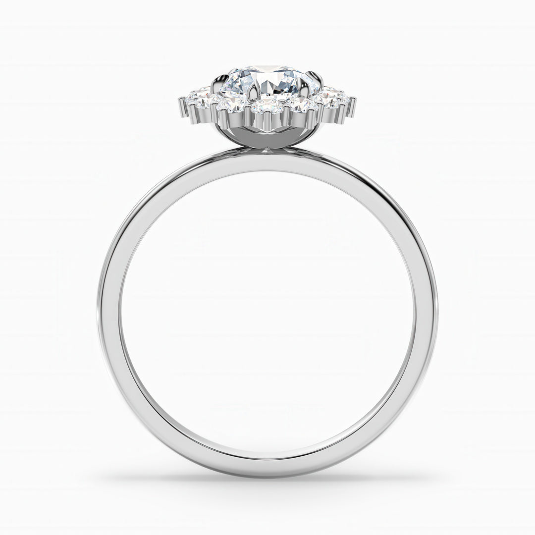 Mila 2 Carat Round Cut Vintage Inspired Halo Lab Grown Diamond Ring in 10k White Gold
