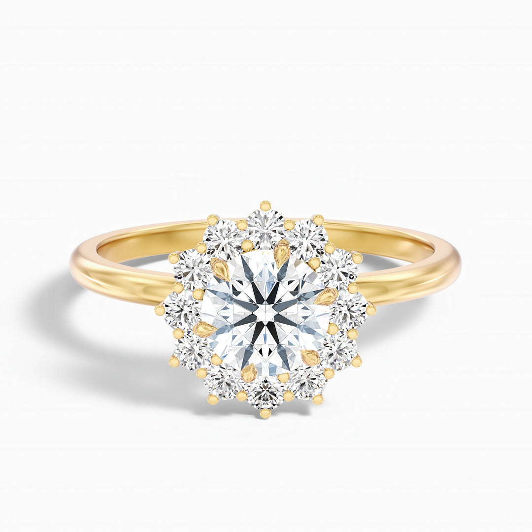 Mila 2.5 Carat Round Cut Vintage Inspired Halo Lab Grown Diamond Ring in 14k White Gold