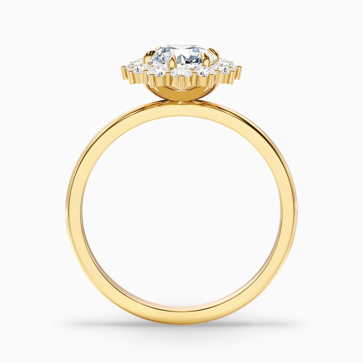 Mila 1 Carat Round Cut Vintage Inspired Halo Lab Grown Diamond Ring in 10k Yellow Gold