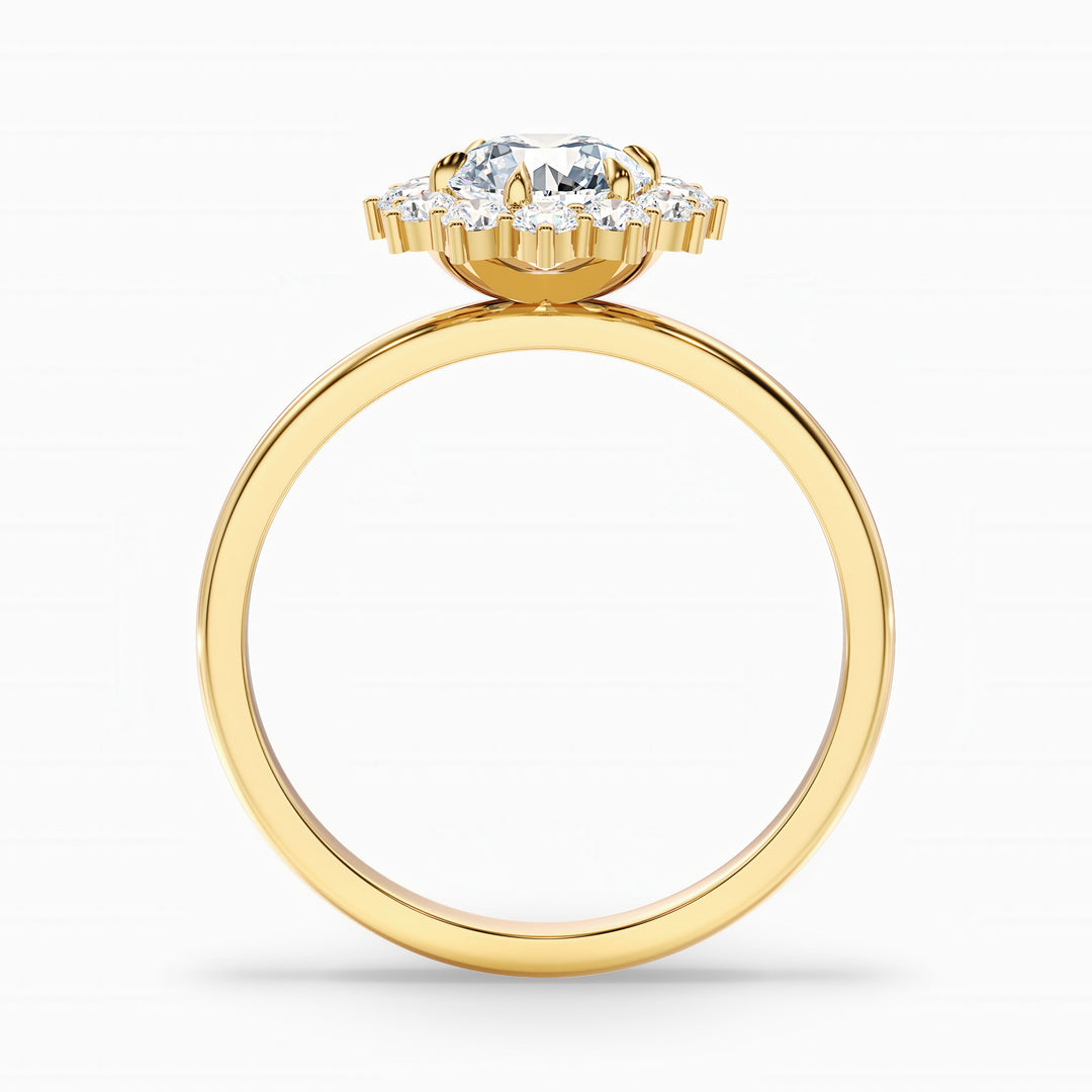 Mila 2 Carat Round Cut Vintage Inspired Halo Lab Grown Diamond Ring in 18k White Gold