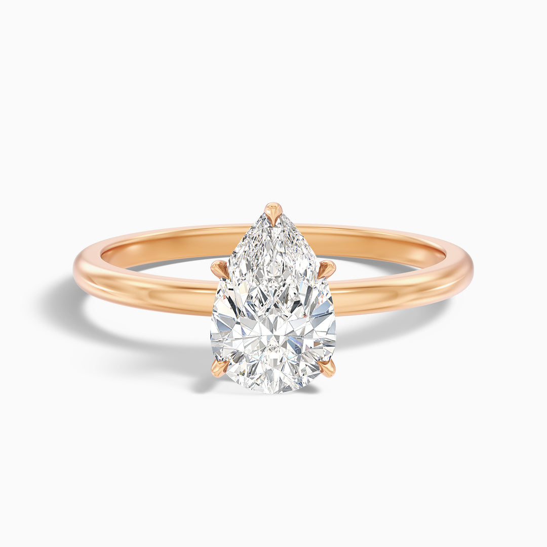 Qiana 1 Carat Pear Cut Hidden Halo Moissanite Diamond Ring in 925 Sterling Silver