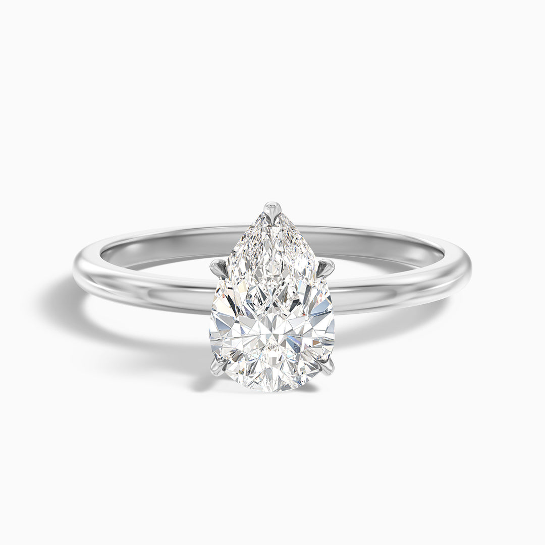 Qiana 1 Carat Pear Cut Hidden Halo Moissanite Diamond Ring in 925 Sterling Silver