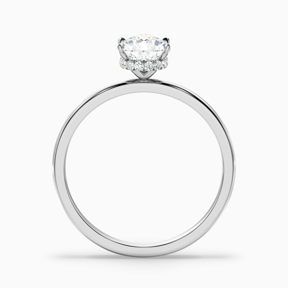 avery 1 carat pear cut hidden halo lab grown diamond ring in 14k white gold - Side View