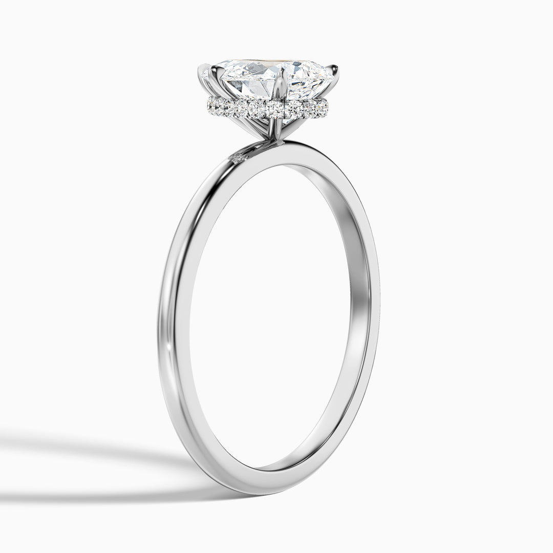 Qiana 1 Carat Pear Cut Hidden Halo Moissanite Diamond Ring in 925 Sterling Silver