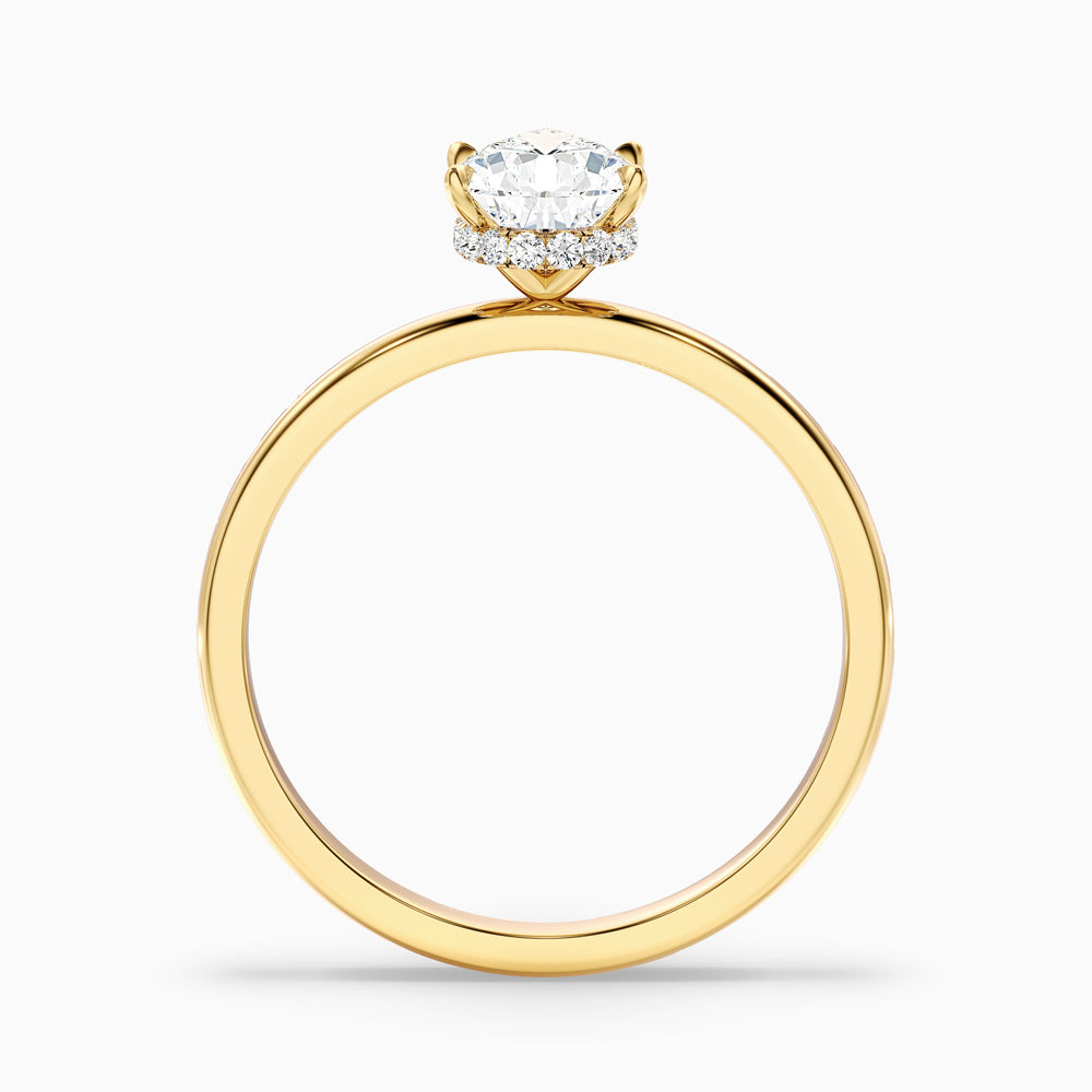 avery 4 carat pear cut hidden halo lab grown diamond ring in 14k yellow gold - Side View