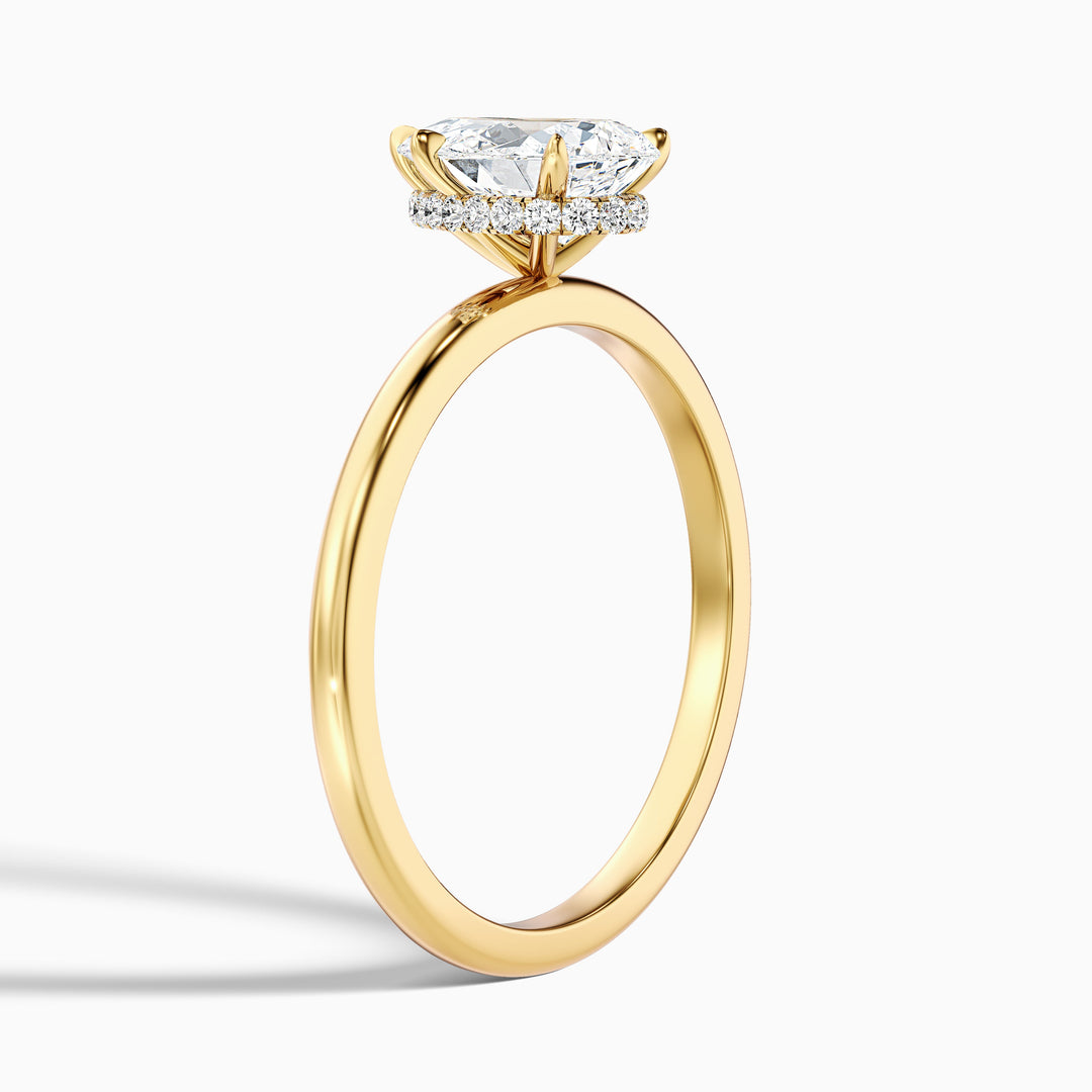 Qiana 1 Carat Pear Cut Hidden Halo Moissanite Diamond Ring in 10k Yellow Gold