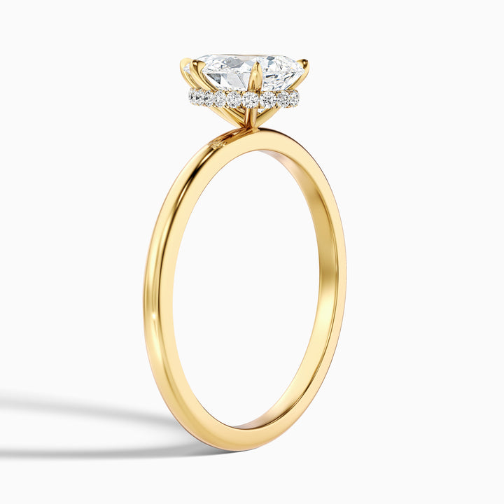 Qiana 2 Carat Pear Cut Hidden Halo Moissanite Diamond Ring in 14k Yellow Gold