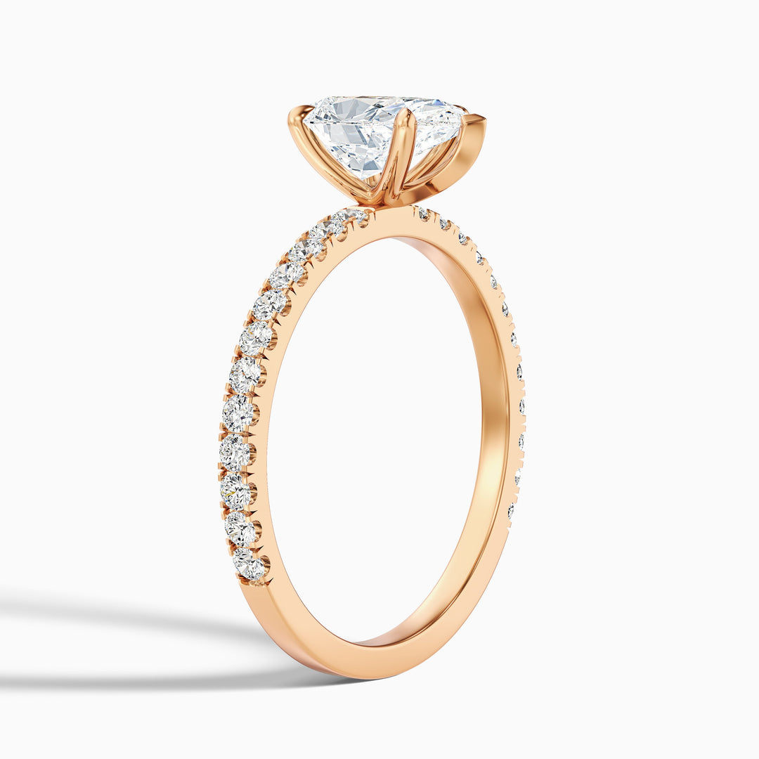 Vera 4 Carat Pear Cut Side Stone Pave Lab Grown Diamond Ring in 925 Sterling Silver
