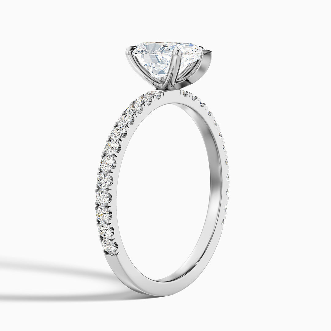 Vera 1.5 Carat Pear Cut Side Stone Pave Lab Grown Diamond Ring in 925 Sterling Silver