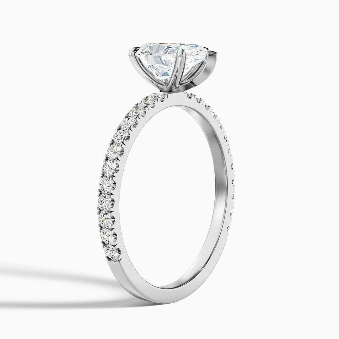 Elva 1.5 Carat Pear Cut Side Stone Pave Moissanite Diamond Ring in 10k Yellow Gold