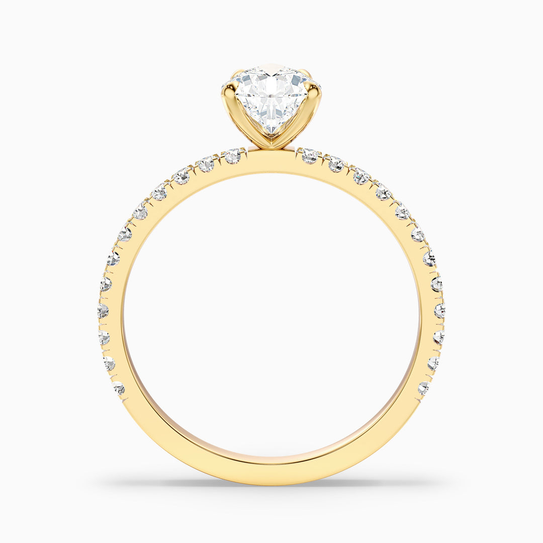 Elva 1.5 Carat Pear Cut Side Stone Pave Moissanite Diamond Ring in 10k Yellow Gold