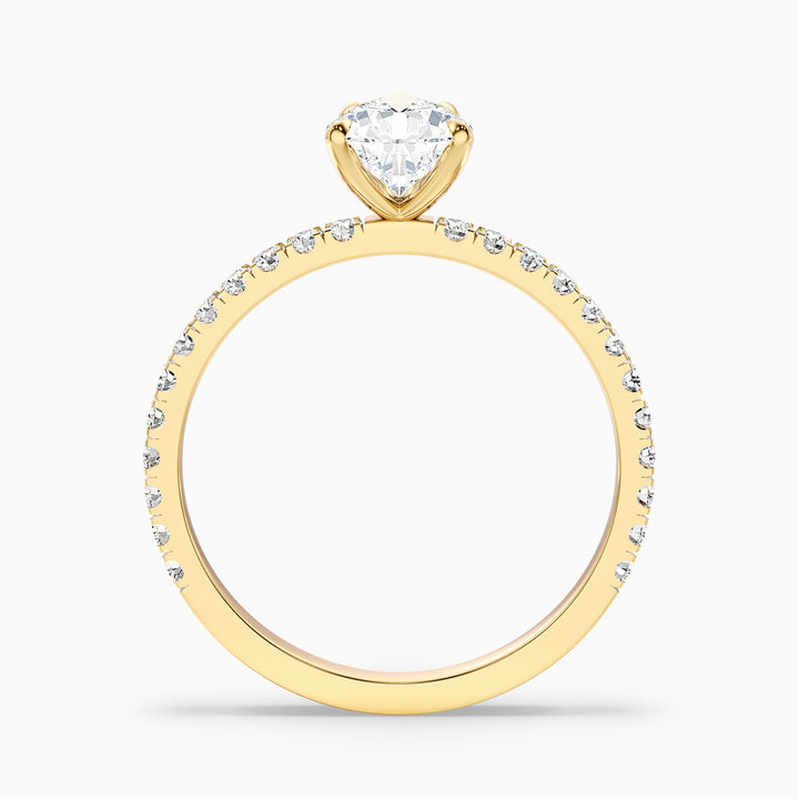 Elva 1.5 Carat Pear Cut Side Stone Pave Moissanite Diamond Ring in 10k Yellow Gold