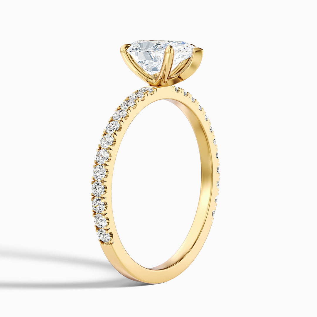 Elva 1.5 Carat Pear Cut Side Stone Pave Moissanite Diamond Ring in 10k Yellow Gold