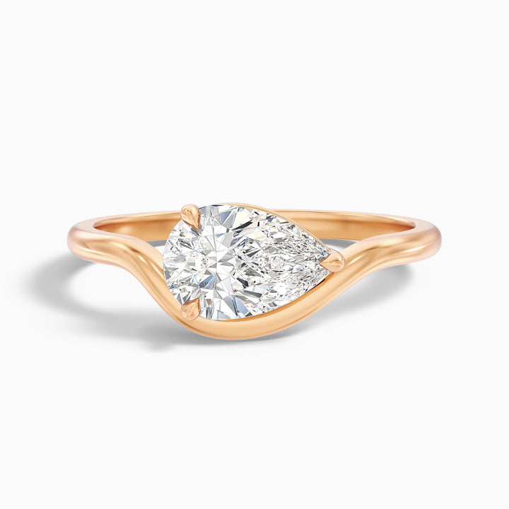 Ayla 2 Carat Pear Cut East West Lab Grown Diamond Ring in 10k White Gold
