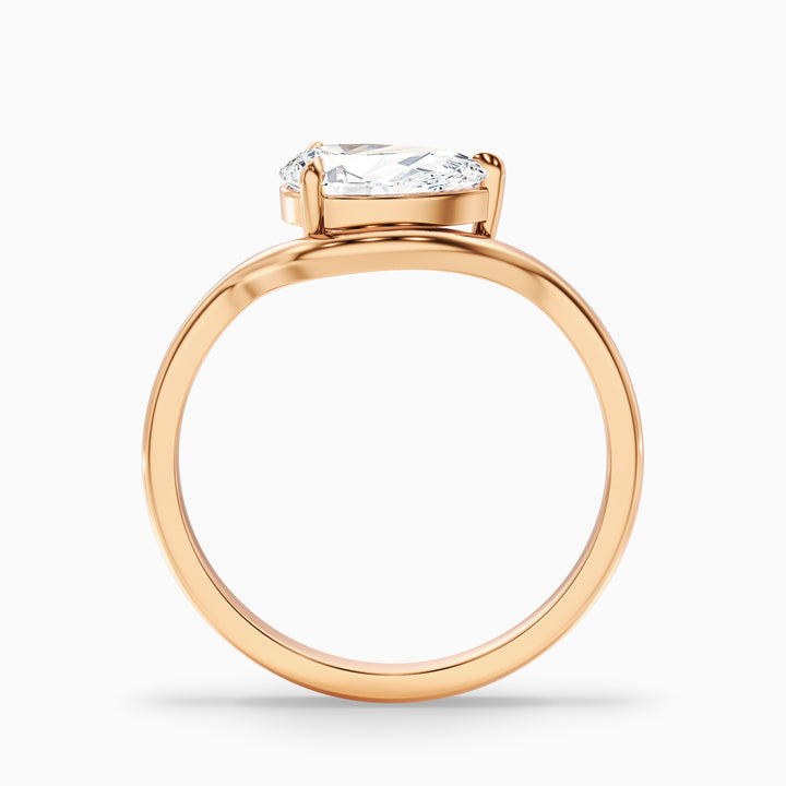 Ayla 2 Carat Pear Cut East West Lab Grown Diamond Ring in 10k White Gold
