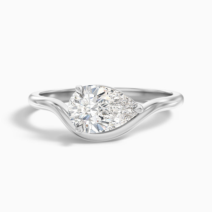Dany 5 Carat Pear Cut East West Moissanite Diamond Ring in 925 Sterling Silver