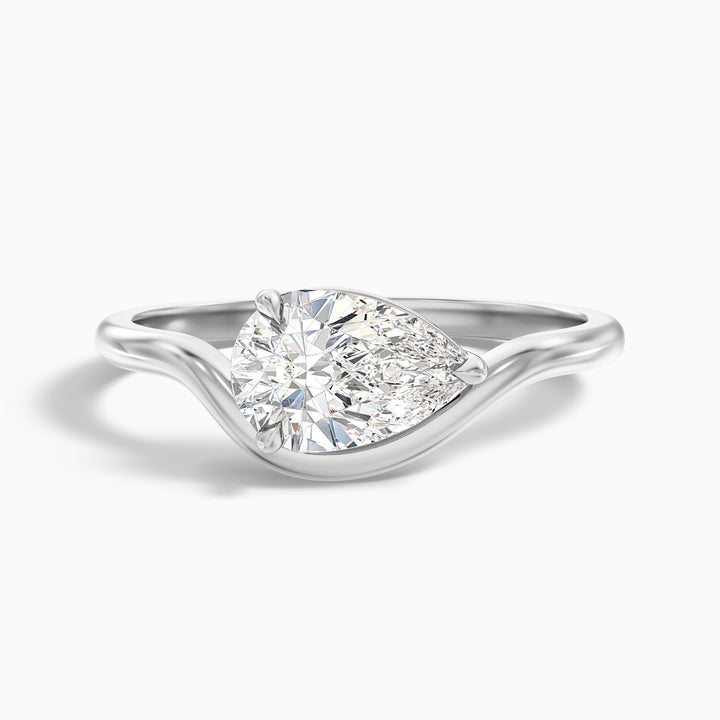 Ayla 2 Carat Pear Cut East West Lab Grown Diamond Ring in 10k White Gold