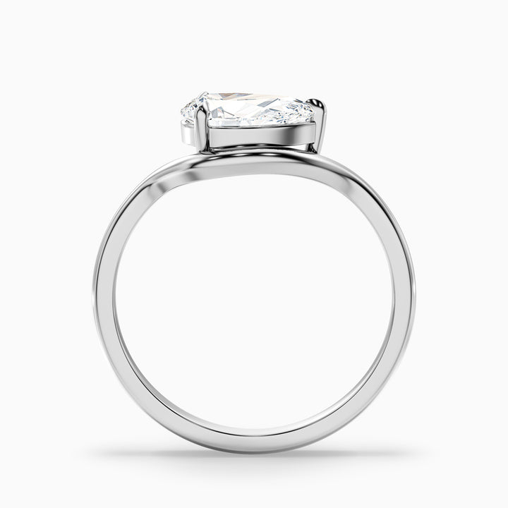 Ayla 2 Carat Pear Cut East West Lab Grown Diamond Ring in 10k White Gold