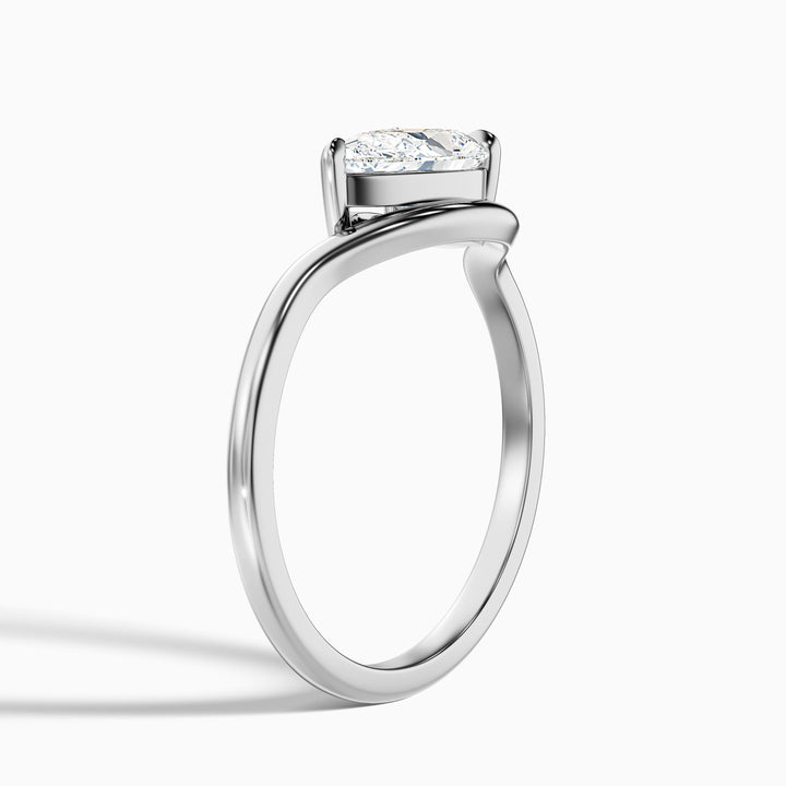 Ayla 2 Carat Pear Cut East West Lab Grown Diamond Ring in 10k White Gold