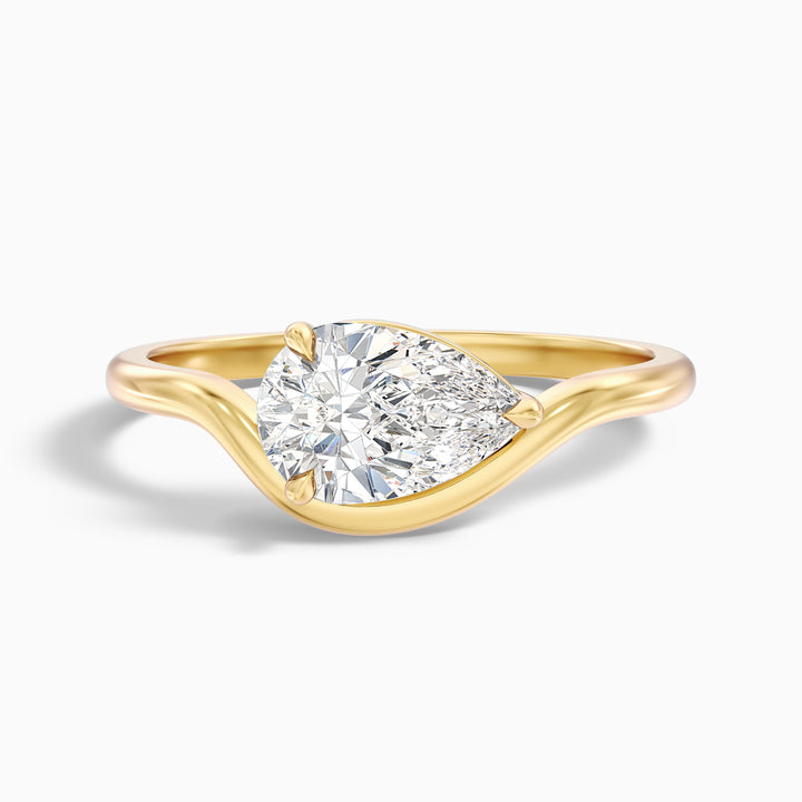 Ayla 2 Carat Pear Cut East West Lab Grown Diamond Ring in 10k White Gold