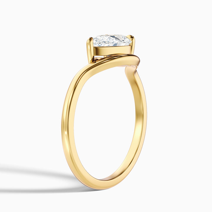 Ayla 3 Carat Pear Cut East West Lab Grown Diamond Ring in 925 Sterling Silver
