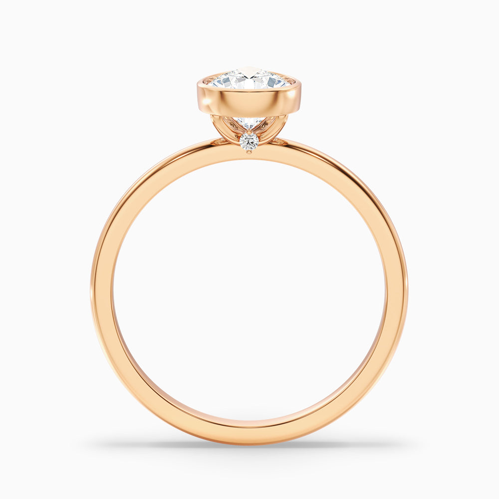 avila 3.5 carat pear cut bezel set lab grown diamond ring in 10k rose gold - Side View