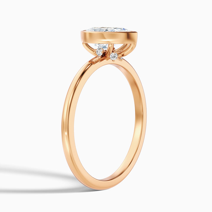 Nasya 1 Carat Pear Cut Bezel Set Moissanite Diamond Ring in 10k Yellow Gold