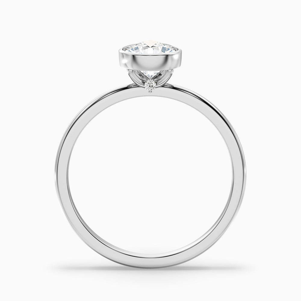 avila 1 carat pear cut bezel set lab grown diamond ring in 14k white gold - Side View