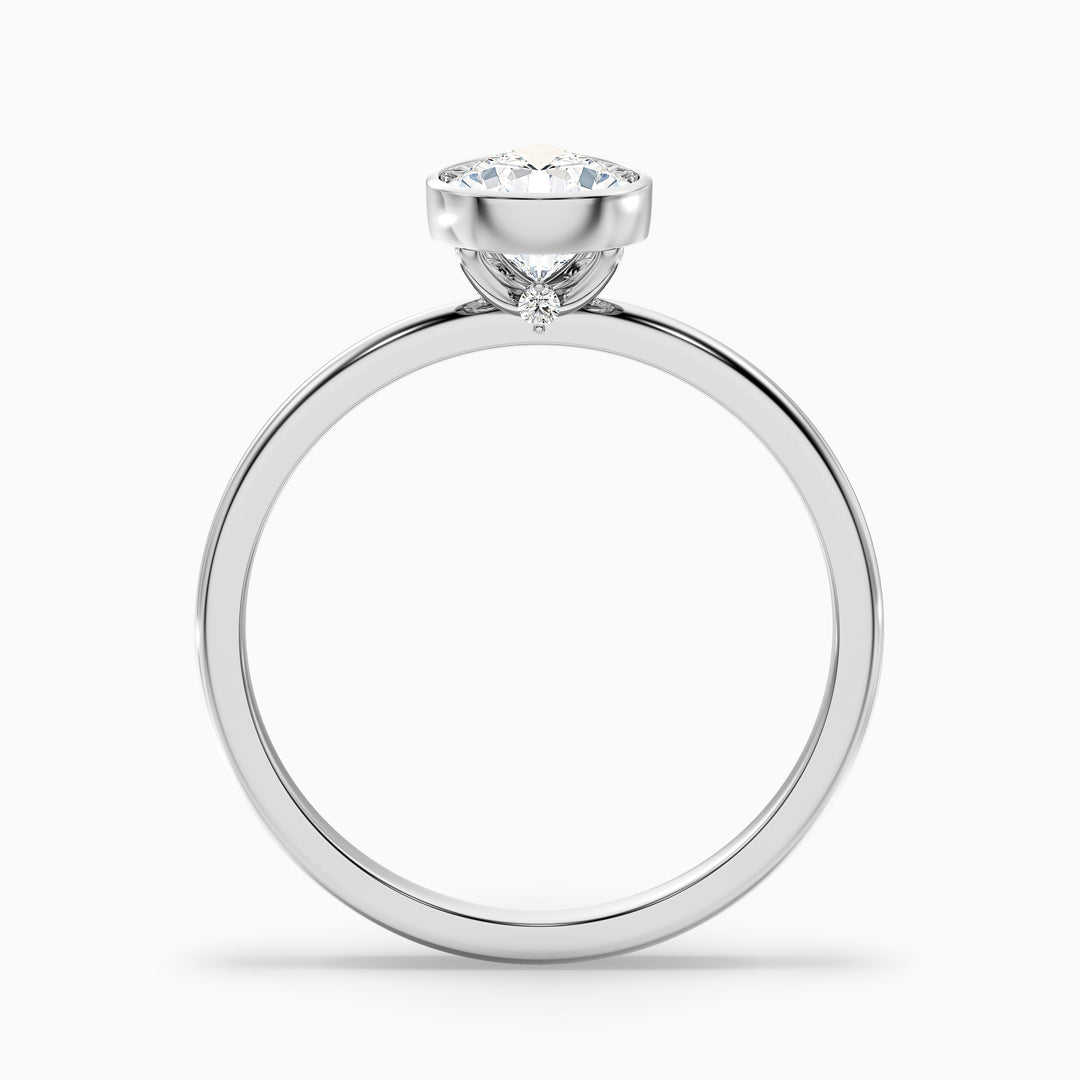 avila 1 carat pear cut bezel set lab grown diamond ring in 925 sterling silver - Side View