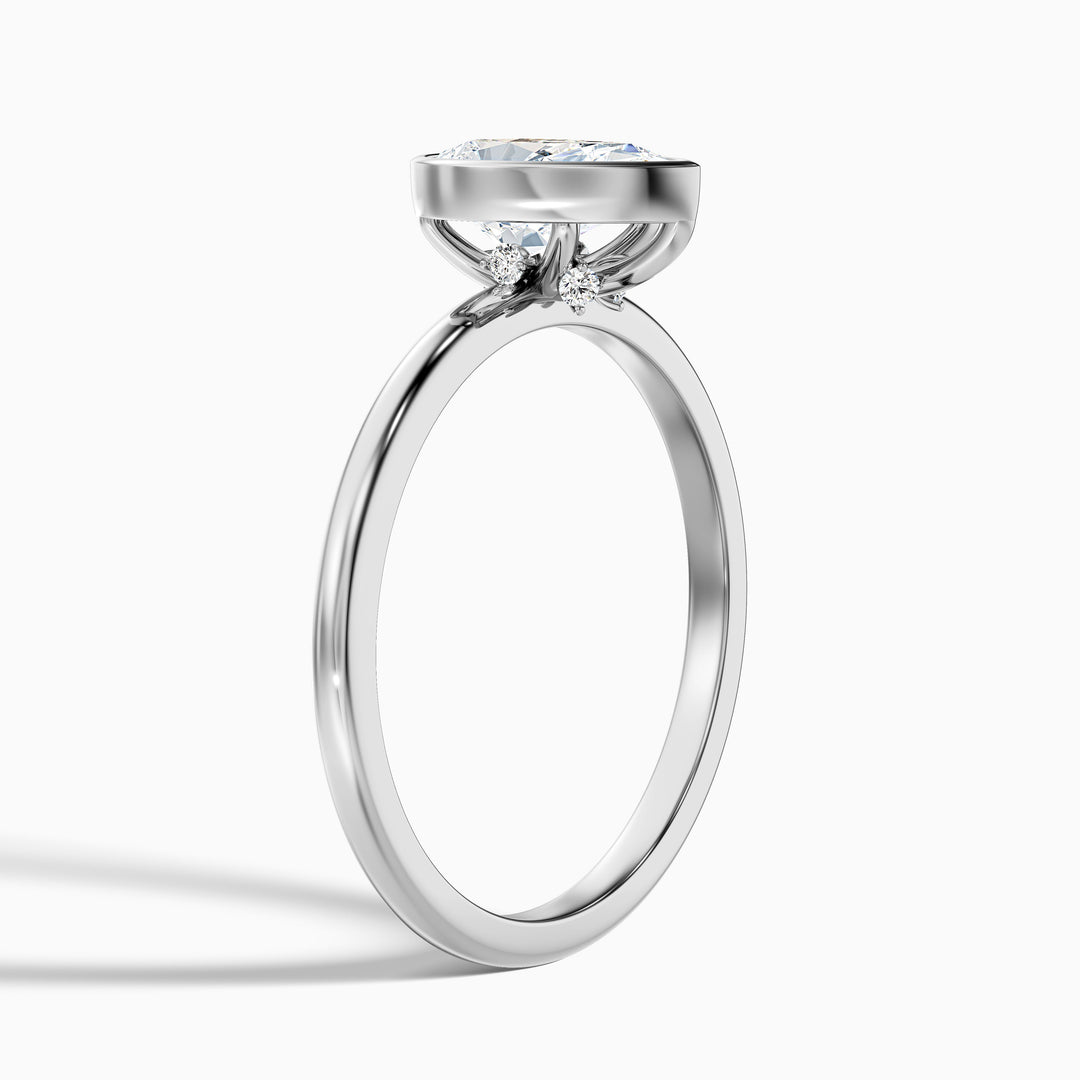 Nasya 1 Carat Pear Cut Bezel Set Moissanite Diamond Ring in 18k White Gold