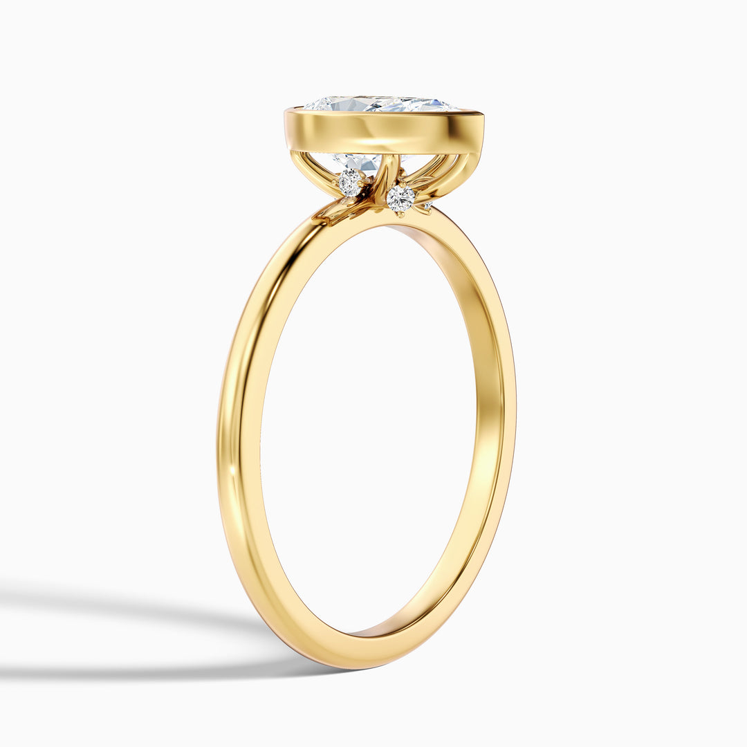 Nasya 2 Carat Pear Cut Bezel Set Moissanite Diamond Ring in 18k White Gold