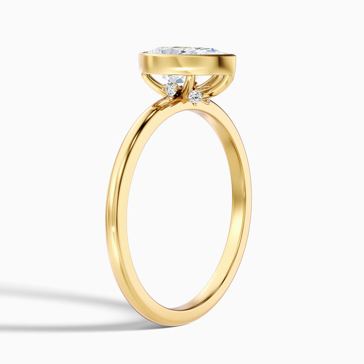 avila 1 carat pear cut bezel set lab grown diamond ring in 925 sterling silver - Detail View