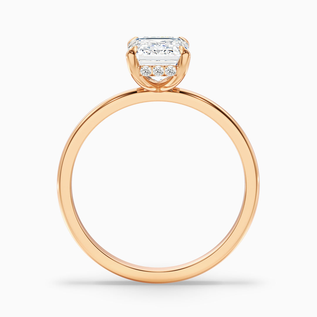 Dany 5 Carat Emerald Cut Hidden Halo Lab Grown Diamond Ring in 10k Yellow Gold