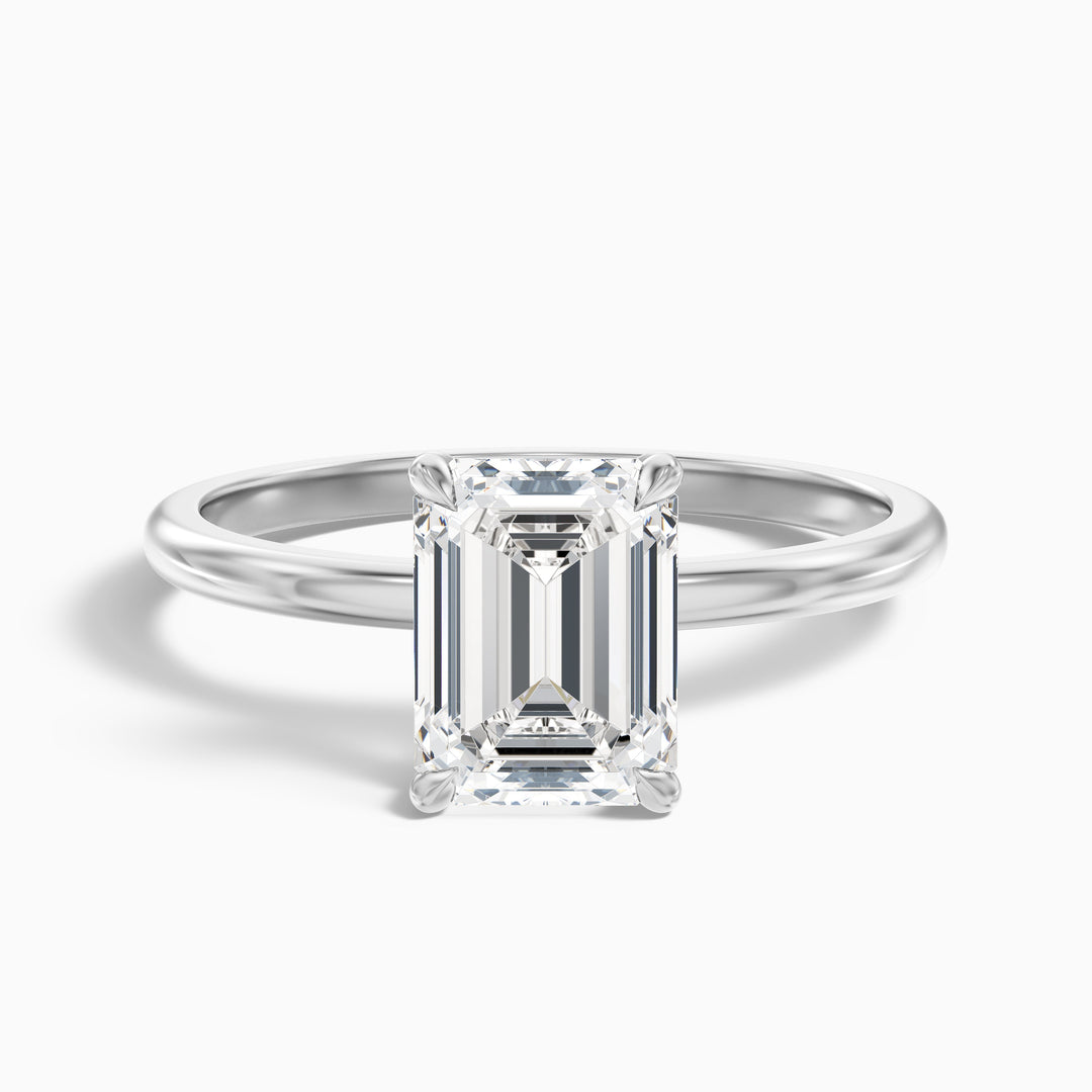 Dany 5 Carat Emerald Cut Hidden Halo Lab Grown Diamond Ring in 925 Sterling Silver